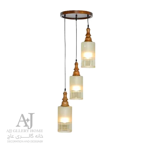 لوستر آویز 3 شعله گرد السا استوانه دارکار