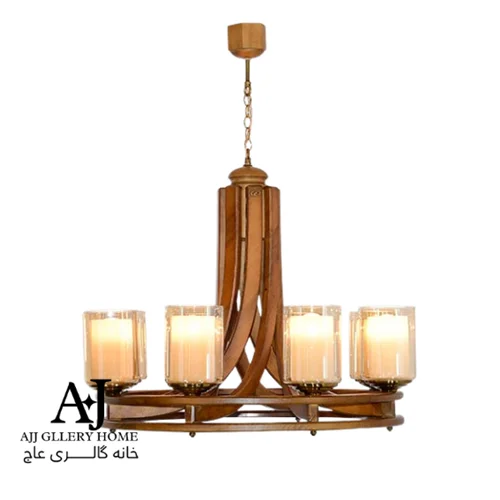 لوستر چوبی رولت 8 شعله