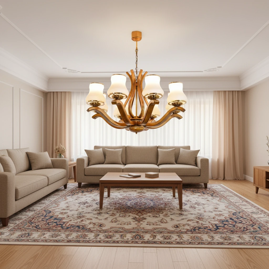 لوستر چوبی هوران 8 شعله