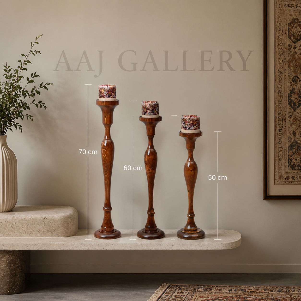 شمعدان سه تیکه چوب روسی AB21054