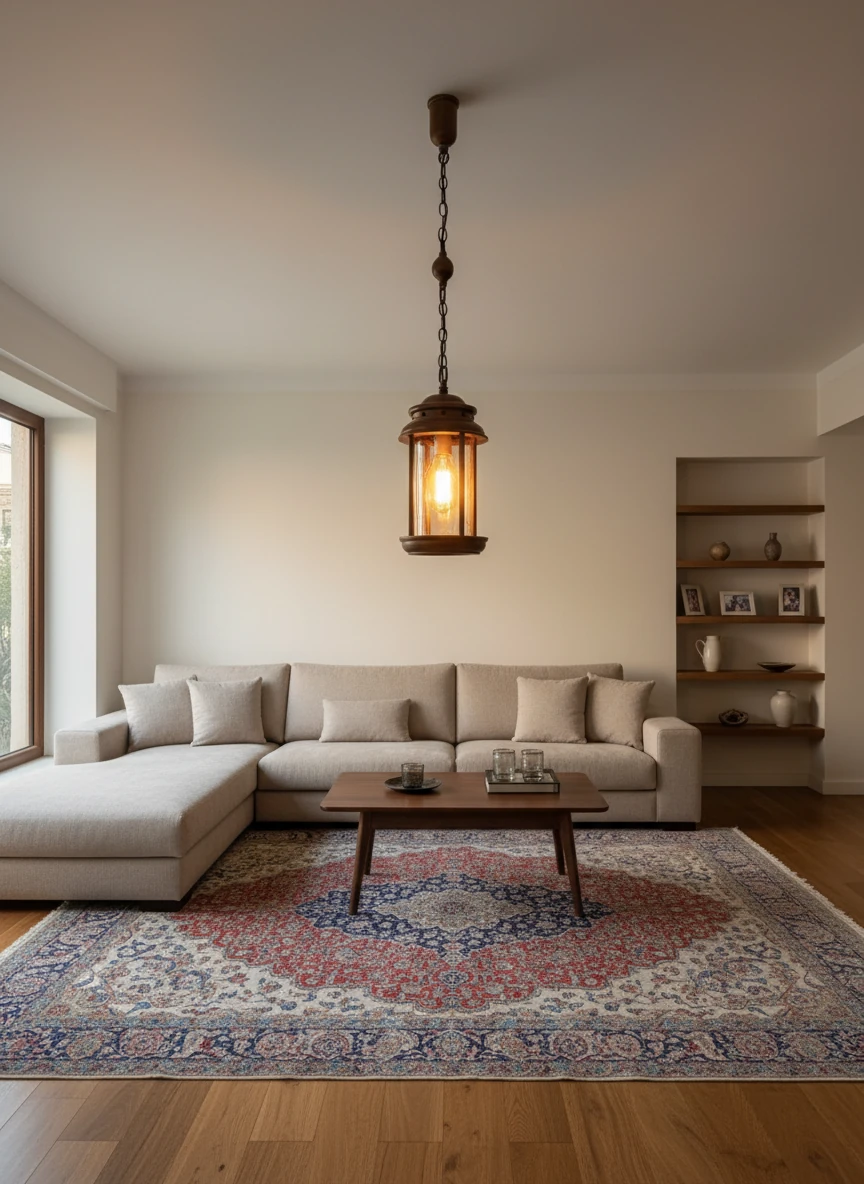 آویز چوبی فانوس تک شعله