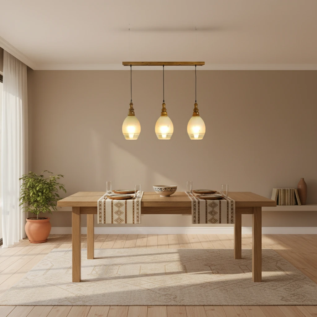 لوستر چوبی السا سه شعله خطی